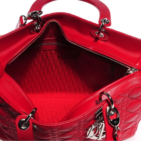 Christian Dior Lambskin Cannage Large Lady Dior Red - Picture 4 of 6